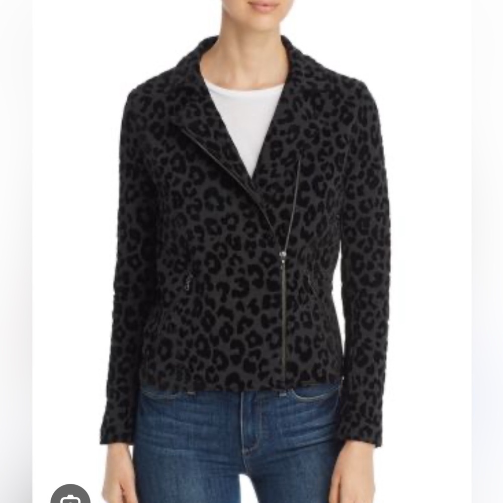 Majestic Filatures Knit Leopard Moto Jacket Size 2 Size Small